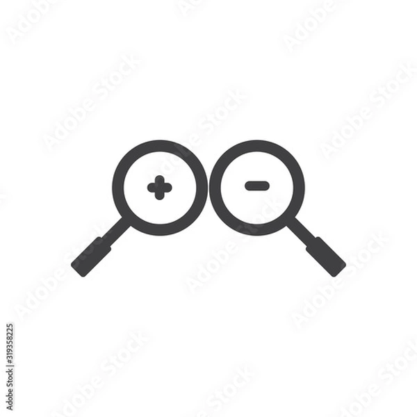 Fototapeta zoom in and zoom out icon, magnifying glass icon vector design with black color