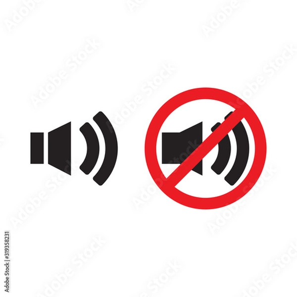 Fototapeta speakers that may be turned on and speakers that are prohibited from turning on icon vector designohibited from turning on