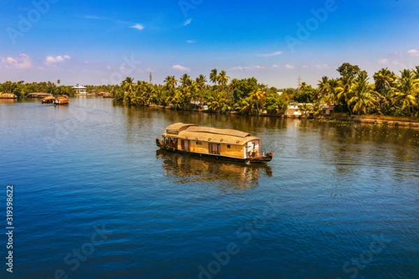 Obraz House boat in the Alleppey Backwaters.