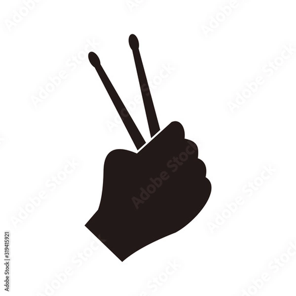 Obraz Hand holding drumsticks vector icon