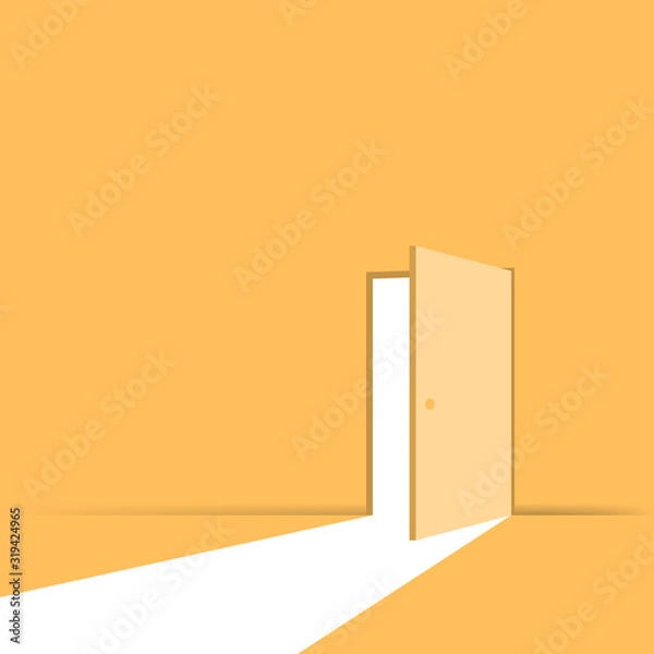 Fototapeta Open door. Symbol of new career. Vector