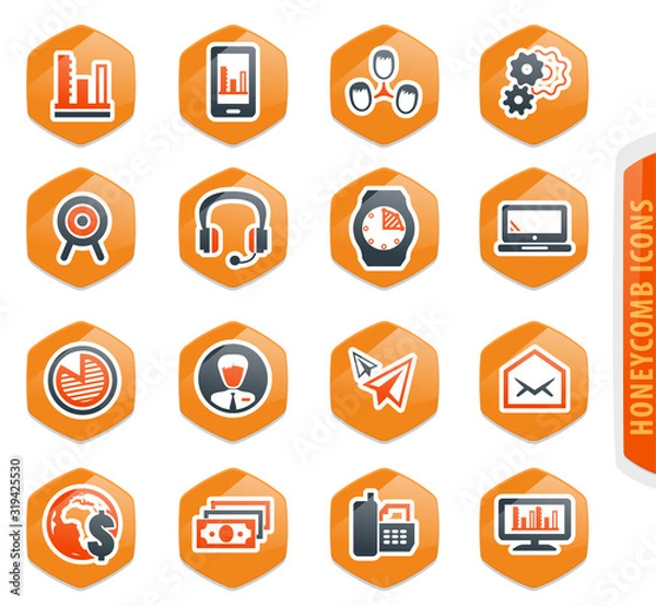 Fototapeta Business management and human resources icons set