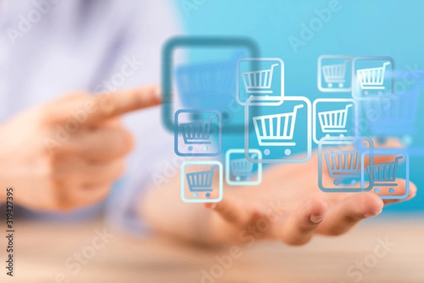 Obraz Add To Cart Internet Web Store Buy Online E-Commerce concept.