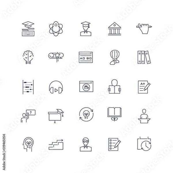 Fototapeta  Line icons set. Education pack. Vector batch