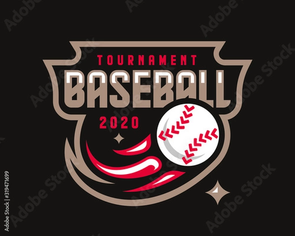 Fototapeta Baseball logo design, emblem tournament template editable for your design.