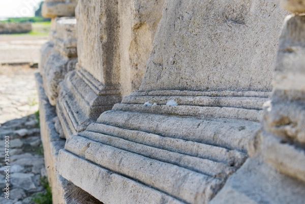 Fototapeta Row of ancient Roman cornice blocks