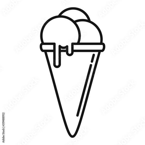 Fototapeta Ice cream cone icon. Outline ice cream cone vector icon for web design isolated on white background