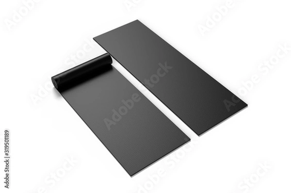 Fototapeta Blank yoga mat for branding, 3d render illustration.