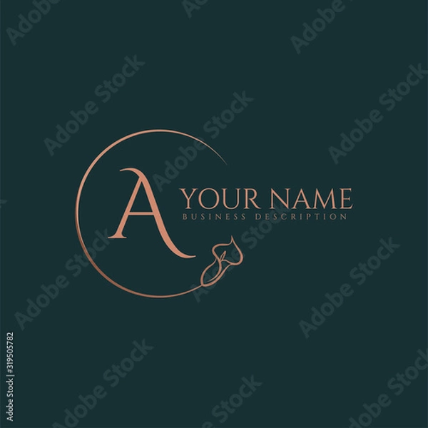 Fototapeta A initial letters of round flower elegant badge logo template