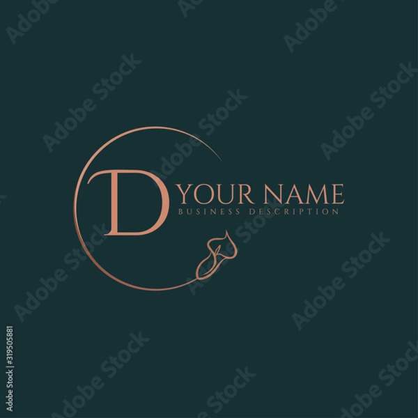 Fototapeta D initial letters of round flower elegant badge logo template
