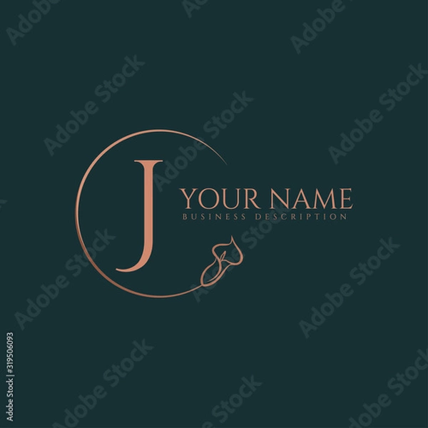 Fototapeta J initial letters of round flower elegant badge logo template