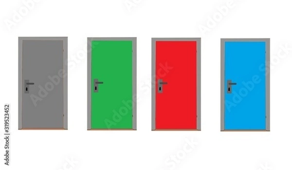 Fototapeta Doors  with different colors isolated on white background
