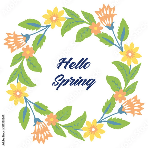 Obraz Elegant Shape frame, with unique leaf and flower design, for hello spring invitation card template decoration. Vector