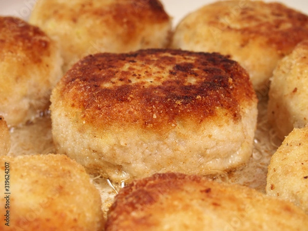 Obraz Freshly made of frikadeller. Making Fish Frikadeller Series.