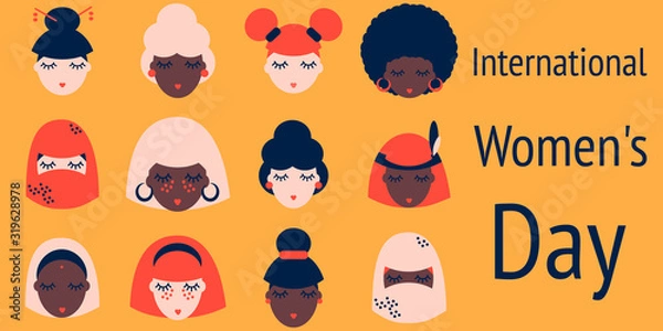 Fototapeta multi-ethnic women icons