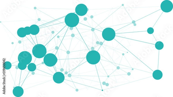 Obraz Molecule algorithm green communication digital layout, triangle chaos lines geometric shapes