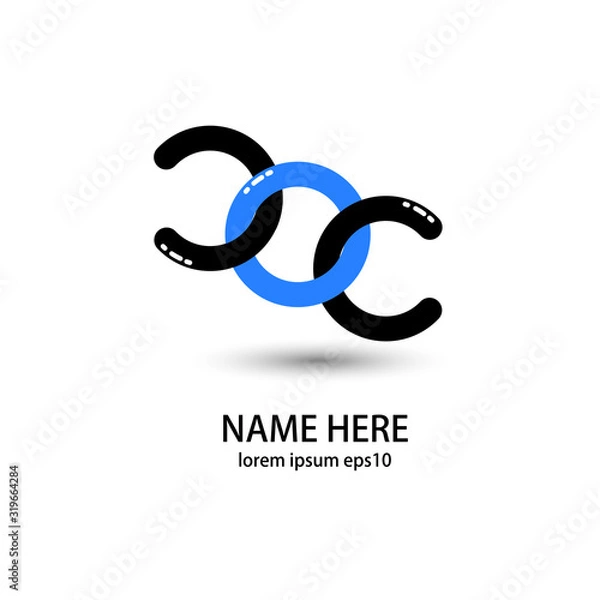 Fototapeta A simple 3D logo combining black and blue circle symbols. vector logo. eps 10