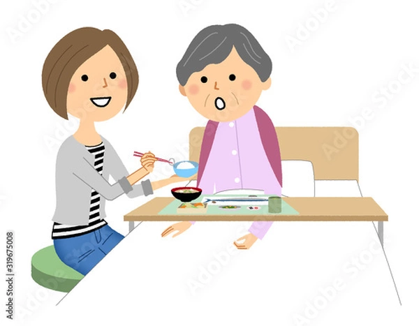 Fototapeta 食事する高齢者　食事介助　介護