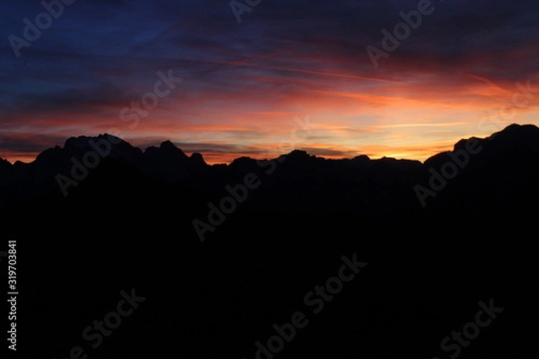 Obraz beautiful sunset view on the top of mountain