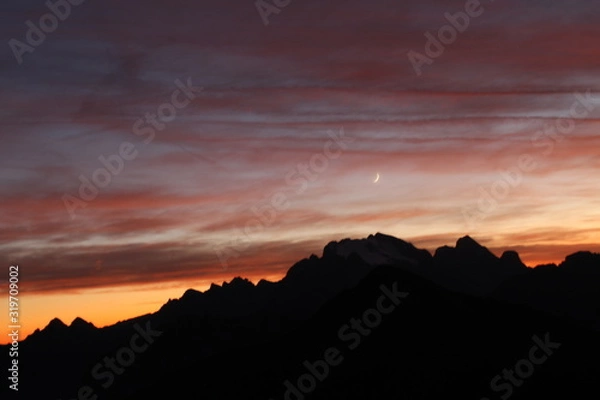 Obraz beautiful sunset view on the top of mountain