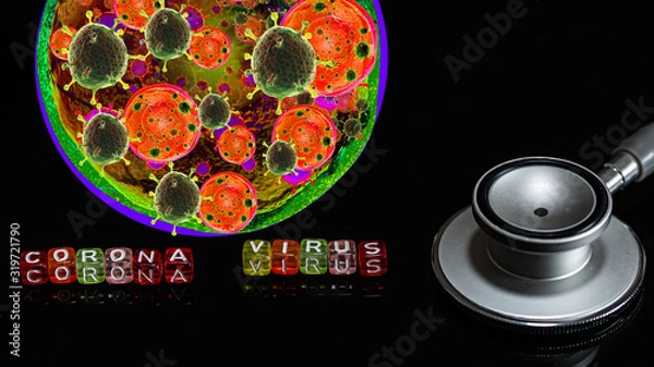Fototapeta Colorful text "Corona virus" and  