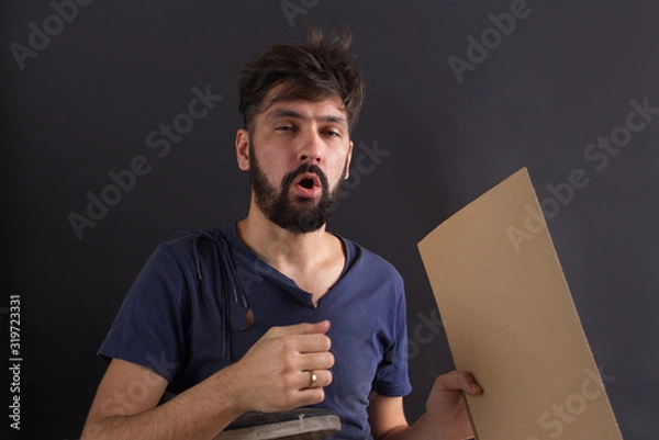 Obraz homeless tramp with a sign