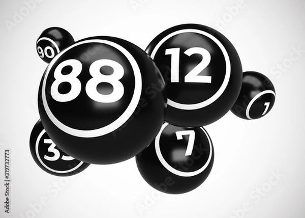 Fototapeta Black Bingo Balls 3D Render