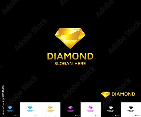 Fototapeta Diamond Sparkling Glass Metal logo.  Beautiful sparkling diamonds, could be used for jewelry shops, or something related to gem stone. With  a lot of color concepts.