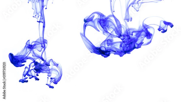 Obraz blue ink poured into water. white background