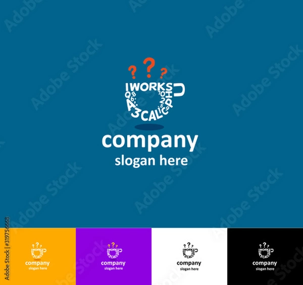 Fototapeta Education Learn Cup Logo  A nice logo made from letter and numbers that makes a cup . Logo could be used for educational organization or something related to numbers or letters.