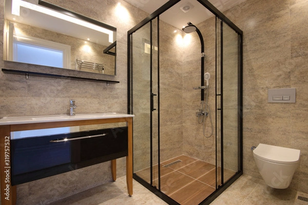 Obraz Shower Cabin in the Modern Bathroom