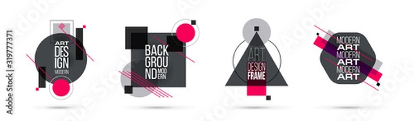 Fototapeta vector illustration. A minimalistic hipster colored frame design. Vector line gradient halftone. frame for text Modern Art graphics. design business cards, invitations, gift cards, flyers ,brochures