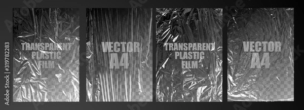 Fototapeta ilustracji wektorowych. tekstura przezroczysta folia stretch z polietylenu. element projektu wektor graficzny zmięty plastikowy folia