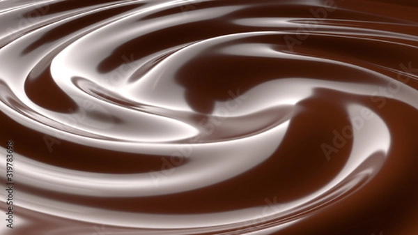 Fototapeta Chocolate Milk Melted Swirl Background 3D Render Illustration