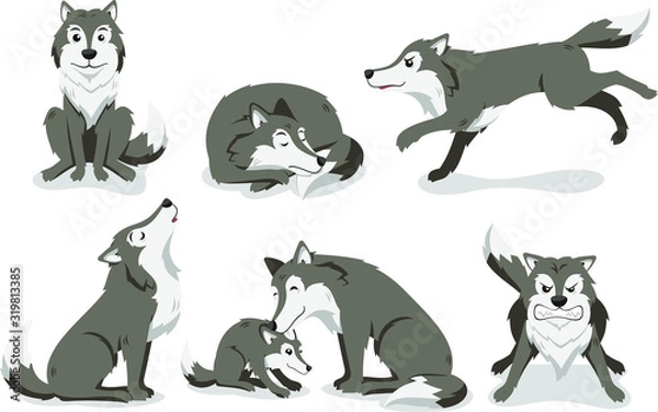 Obraz wolf cartoon set