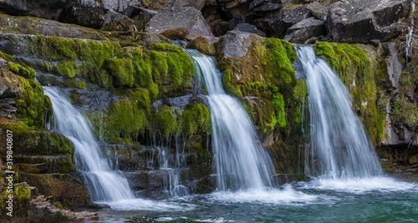 Fototapeta View of the Soaso waterfalls, on the Arazas river, located in the Ordesa y Monte Perdido national park, in the province of Huesca (Spain), in the Pyrenees mountains.