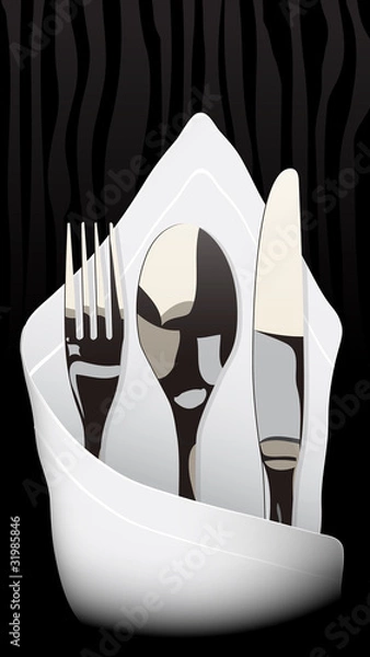 Obraz Fork, knife, spoon, serviette