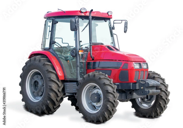 Fototapeta Red tractors isolated on white background