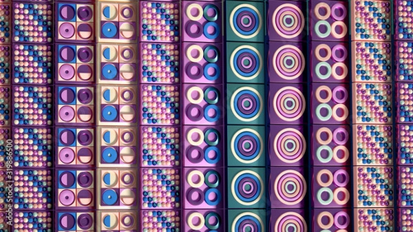 Fototapeta Beautiful colorful vibrant pattern. 3d illustration, 3d rendering.