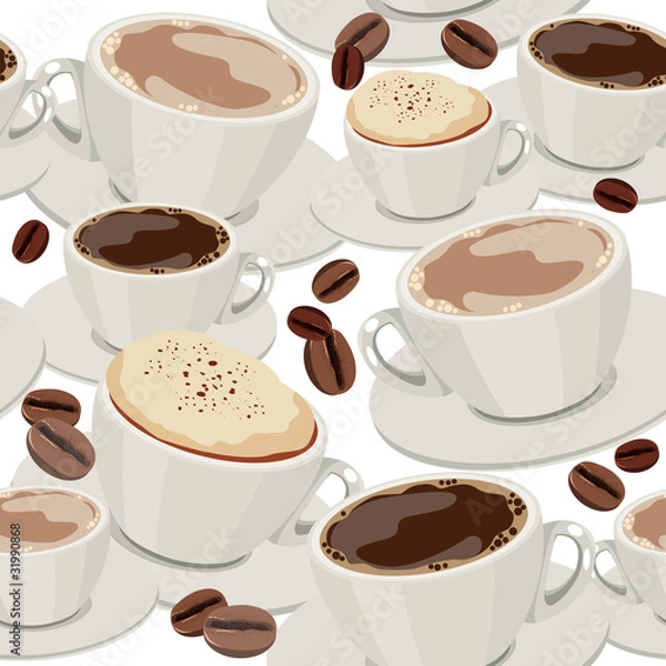Obraz Seamless pattern with different cups of coffee