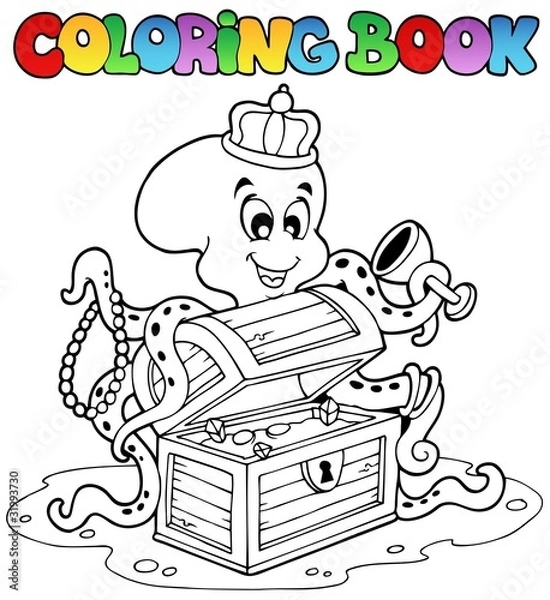Fototapeta Coloring book with octopus