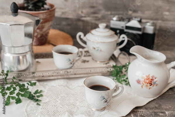 Fototapeta vintage breakfast table setting