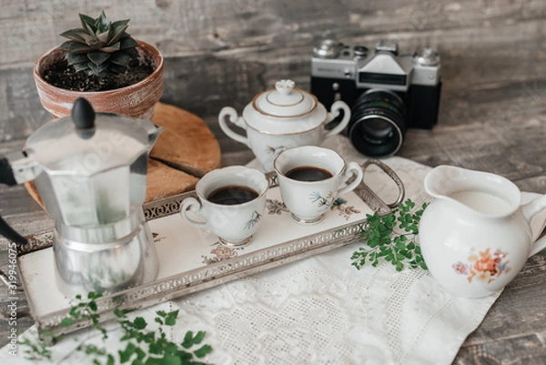 Obraz vintage breakfast table setting