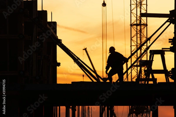 Obraz Construction site at sunset