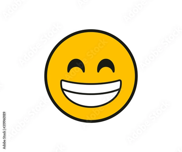 Fototapeta Smiling face with the white teeth in flat style on white background