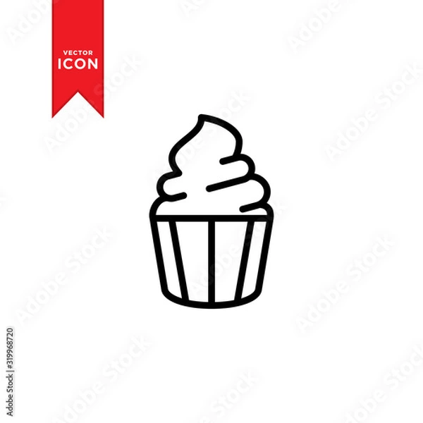 Fototapeta Cupcake icon vector. Cupcake sign symbol for design web. Simple design on white background.