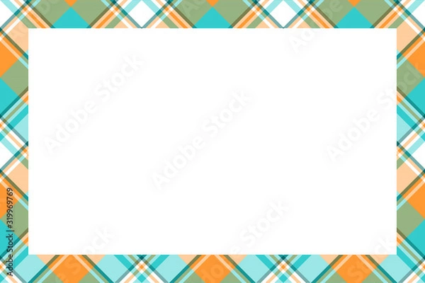 Fototapeta Rectangle borders and Frames vector. Border pattern geometric vintage frame design. Scottish tartan plaid fabric texture. Template for gift card, collage, scrapbook or photo album and portrait.