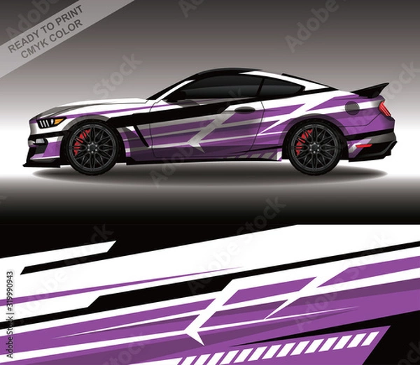 Fototapeta Car wrap decal design vector, custom livery race rally car vehicle sticker and tinting.