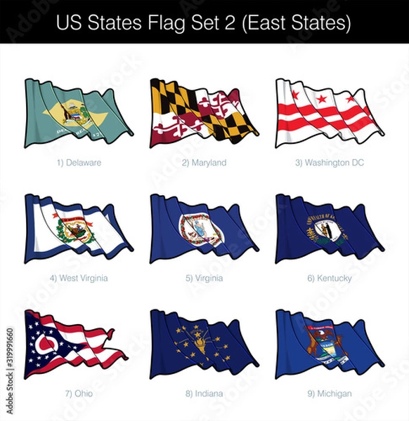 Obraz US States Flag Set - East