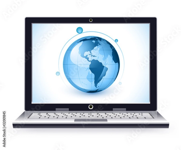 Fototapeta Laptop and globe